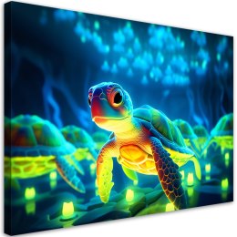 Obraz na płótnie, Kosmiczny żółw neon - 90x60