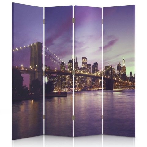 Parawan dwustronny, Manhattan zatopiony we fiolecie - 145x170