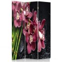 Parawan dwustronny obrotowy, Orchidea z bambusem - 110x170