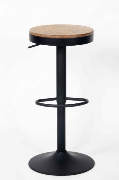 Krzesło barowe VOLT regulowane czarne / naturalne